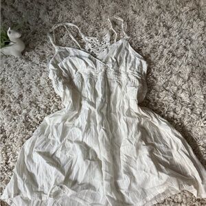 Cream Lace-Trim Cotton Sleep Chemise with Adjustable Straps